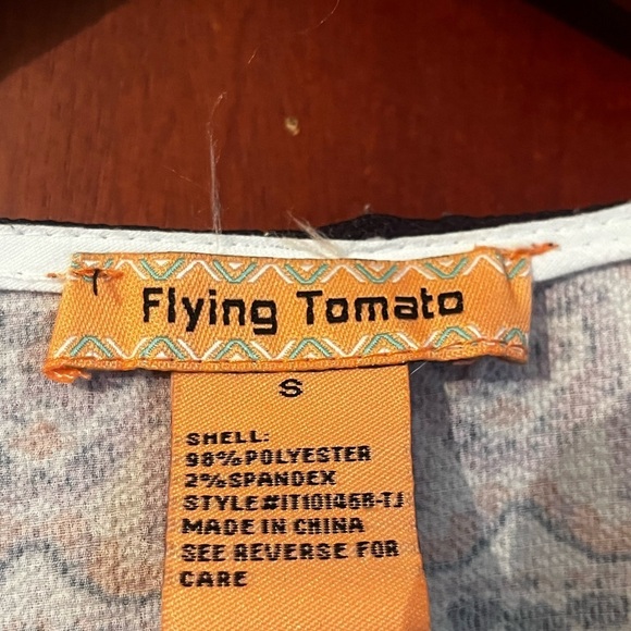 Flying Tomato Cropped Blouse Oversized 3/4 Sleeves V-Neck Wrap Top Size Small - Picture 8 of 9